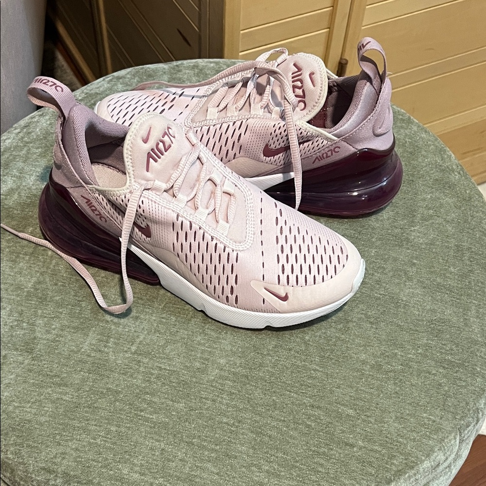 Nike Air Max 270 Women’s Sneakers - Light Pink with Plum Accent